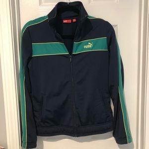 Puma green and blue track jacket medium